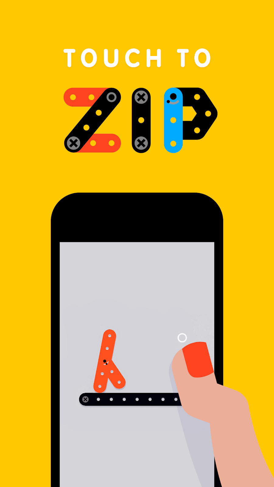 Official Zip Zap screenshot showing a mechanical shape puzzle